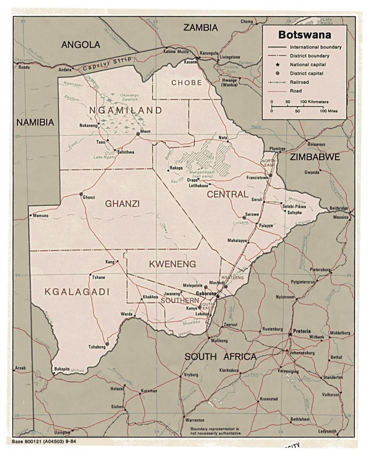 podrobná mapa Botswana