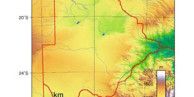 Mapa Botswana fyzickej