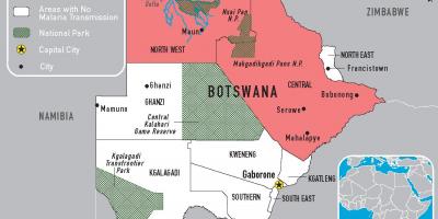 Mapa Botswana malária