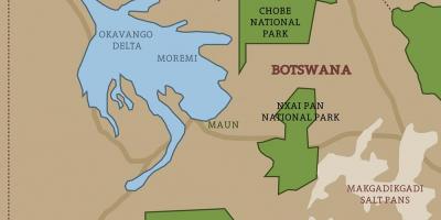 Mapa Botswana mape národné parky