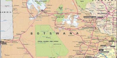Mapa Botswana mapu s vzdialenosti